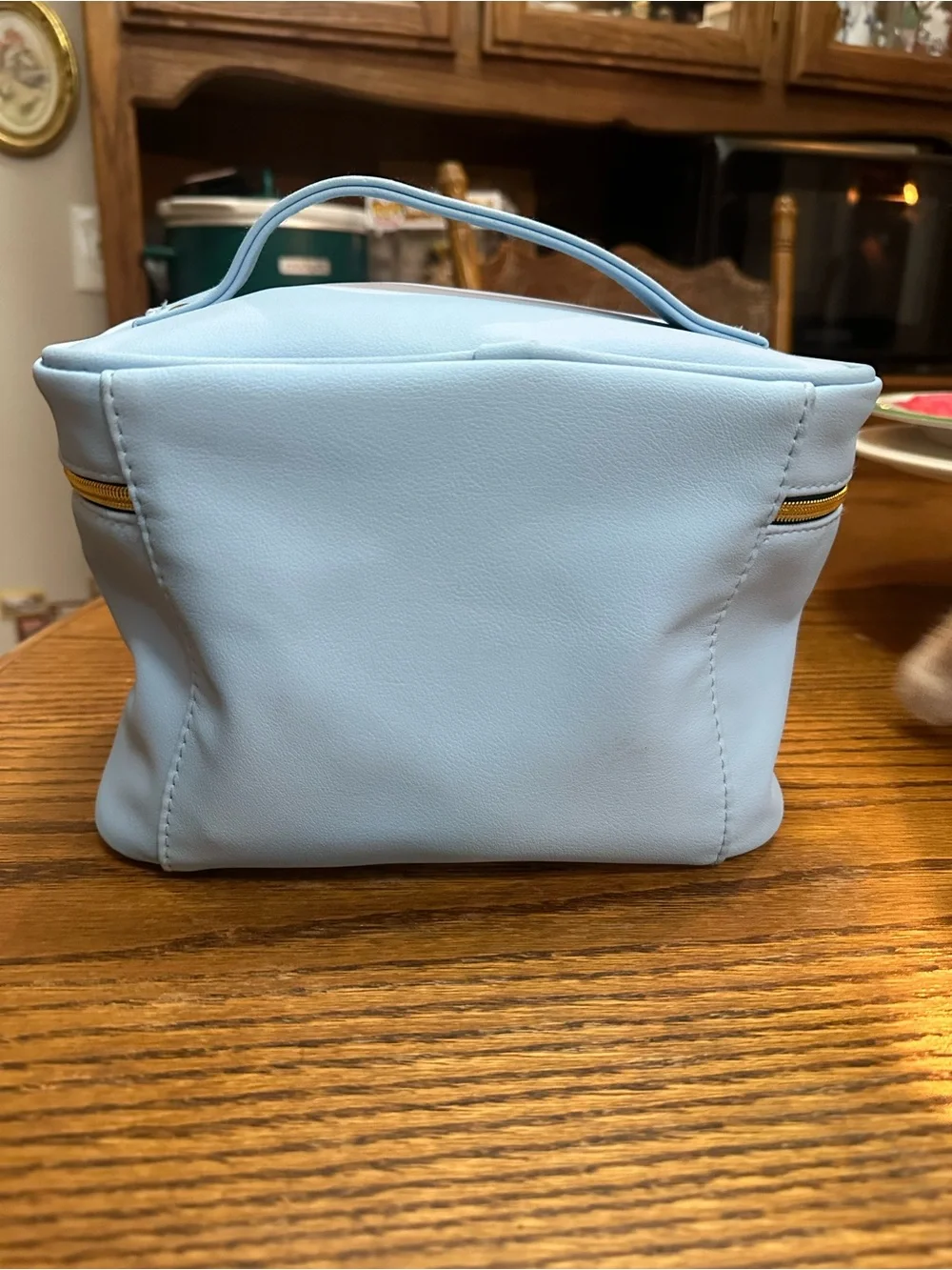 Jeffree Star Powder Blue Cosmetic Train Case with Gold Accents
